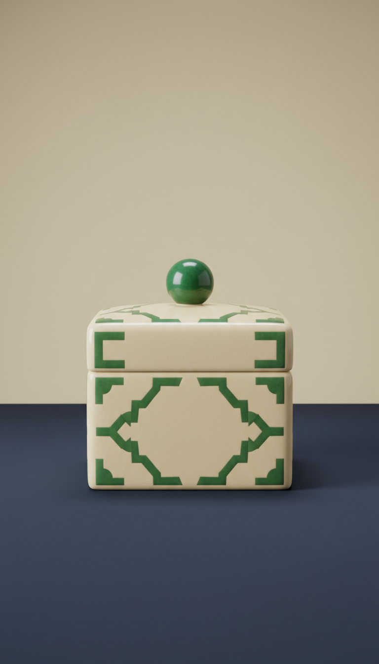 Jade-Schmuckdose Porzellan-Crème