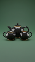 Teeset aus Obsidian-Marmor