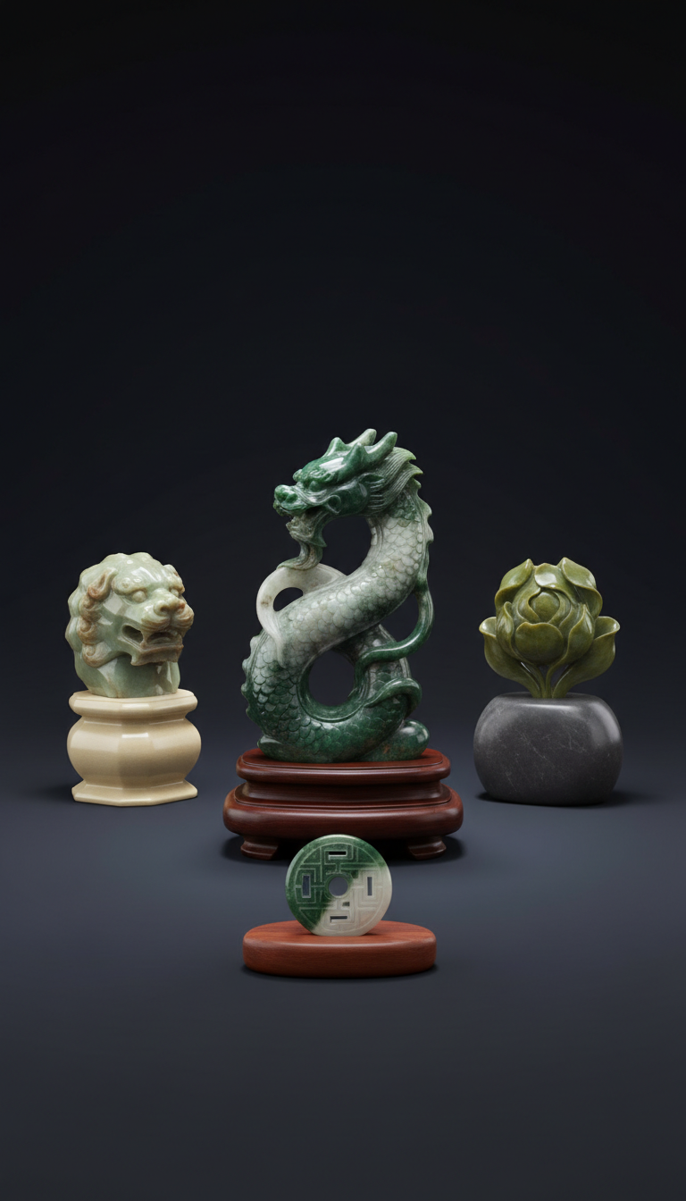 Jade-Tischskulptur imperialer Stil